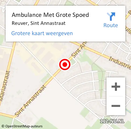 Locatie op kaart van de 112 melding: Ambulance Met Grote Spoed Naar Reuver, Sint Annastraat op 18 januari 2020 17:01