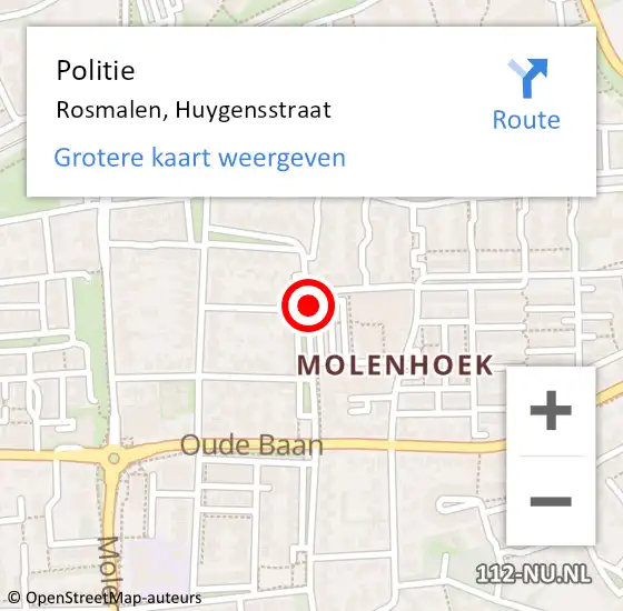 Locatie op kaart van de 112 melding: Politie Rosmalen, Huygensstraat op 18 januari 2020 17:57