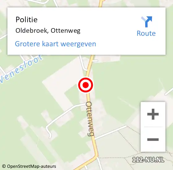 Locatie op kaart van de 112 melding: Politie Oldebroek, Ottenweg op 18 januari 2020 19:50