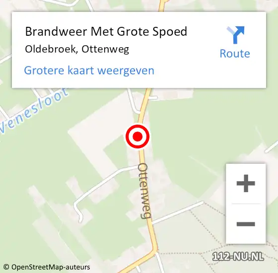 Locatie op kaart van de 112 melding: Brandweer Met Grote Spoed Naar Oldebroek, Ottenweg op 18 januari 2020 19:52