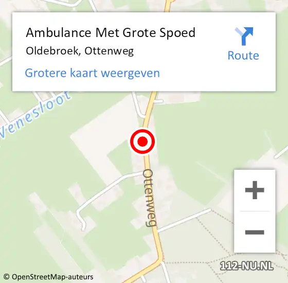 Locatie op kaart van de 112 melding: Ambulance Met Grote Spoed Naar Oldebroek, Ottenweg op 18 januari 2020 19:55