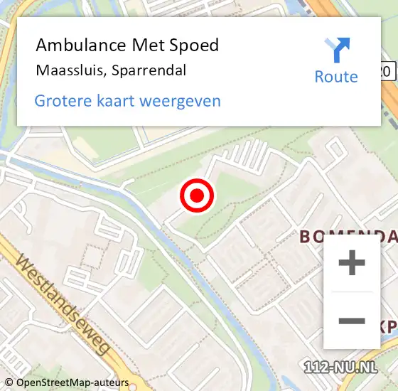 Locatie op kaart van de 112 melding: Ambulance Met Spoed Naar Maassluis, Sparrendal op 18 januari 2020 19:59