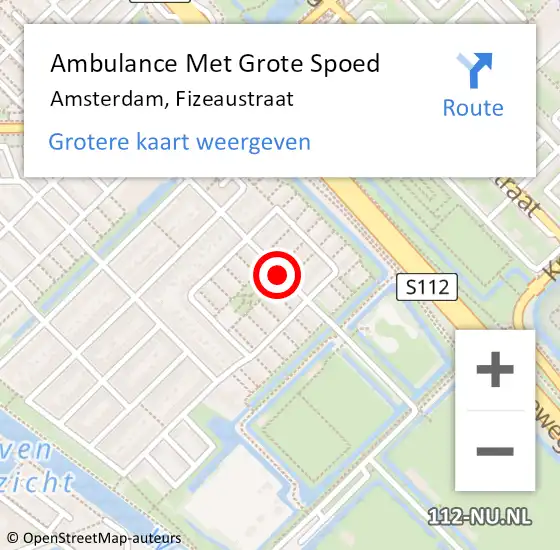 Locatie op kaart van de 112 melding: Ambulance Met Grote Spoed Naar Amsterdam, Fizeaustraat op 18 januari 2020 20:02