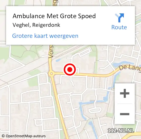 Locatie op kaart van de 112 melding: Ambulance Met Grote Spoed Naar Veghel, Reigerdonk op 18 januari 2020 20:33