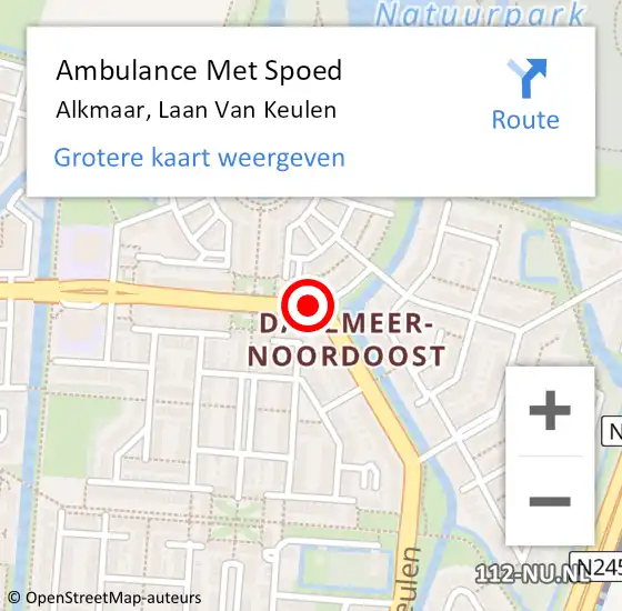 Locatie op kaart van de 112 melding: Ambulance Met Spoed Naar Alkmaar, Laan Van Keulen op 18 januari 2020 20:37