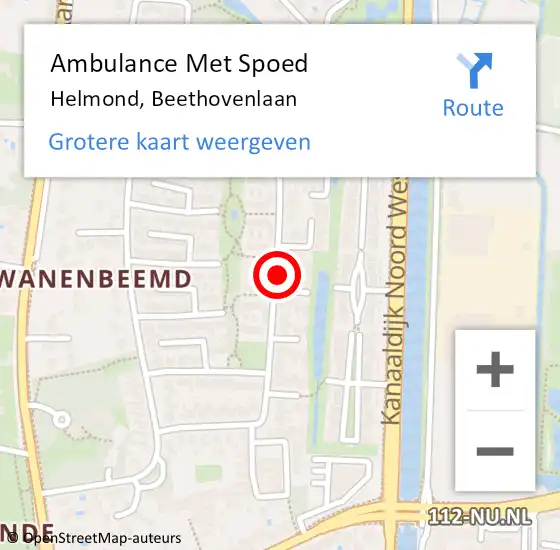 Locatie op kaart van de 112 melding: Ambulance Met Spoed Naar Helmond, Beethovenlaan op 18 januari 2020 20:47