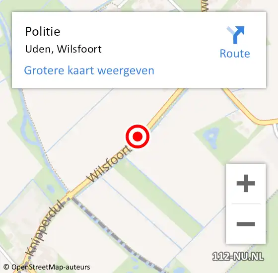 Locatie op kaart van de 112 melding: Politie Uden, Wilsfoort op 18 januari 2020 20:52