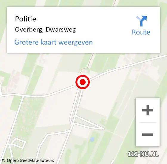 Locatie op kaart van de 112 melding: Politie Overberg, Dwarsweg op 18 januari 2020 20:56