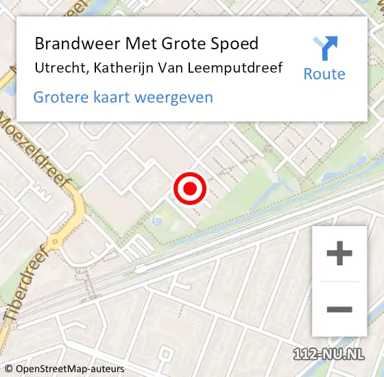 Locatie op kaart van de 112 melding: Brandweer Met Grote Spoed Naar Utrecht, Katherijn Van Leemputdreef op 18 januari 2020 21:18