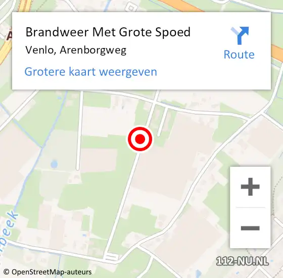 Locatie op kaart van de 112 melding: Brandweer Met Grote Spoed Naar Venlo, Arenborgweg op 18 januari 2020 22:13