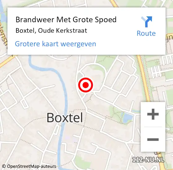 Locatie op kaart van de 112 melding: Brandweer Met Grote Spoed Naar Boxtel, Oude Kerkstraat op 18 januari 2020 22:18