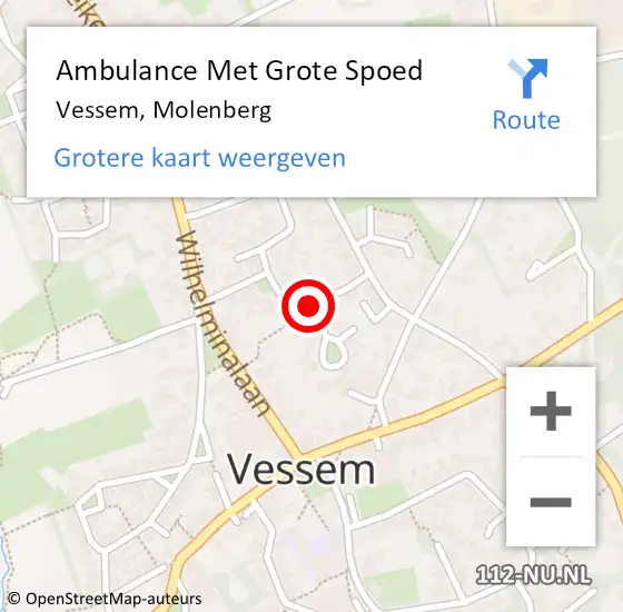 Locatie op kaart van de 112 melding: Ambulance Met Grote Spoed Naar Vessem, Molenberg op 18 januari 2020 23:49