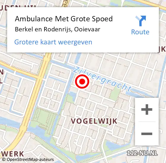 Locatie op kaart van de 112 melding: Ambulance Met Grote Spoed Naar Berkel en Rodenrijs, Ooievaar op 18 januari 2020 23:55