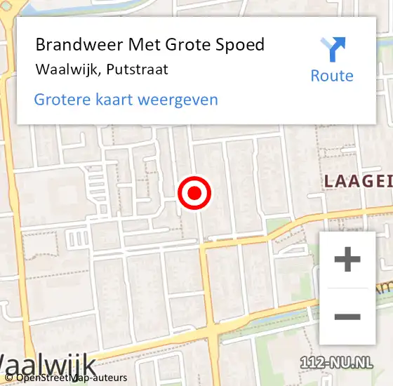 Locatie op kaart van de 112 melding: Brandweer Met Grote Spoed Naar Waalwijk, Putstraat op 19 januari 2020 01:04