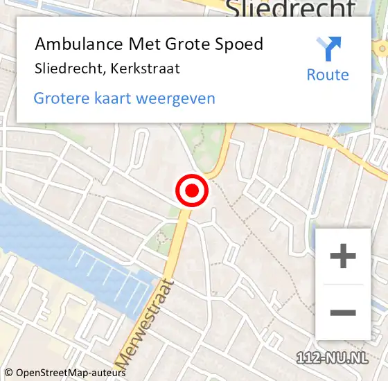 Locatie op kaart van de 112 melding: Ambulance Met Grote Spoed Naar Sliedrecht, Kerkstraat op 19 januari 2020 01:36