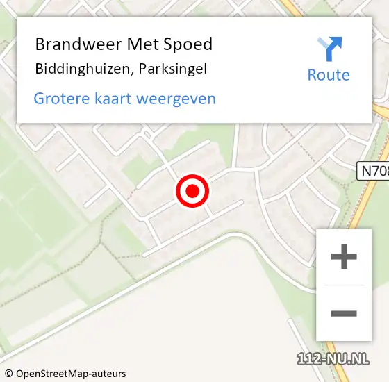 Locatie op kaart van de 112 melding: Brandweer Met Spoed Naar Biddinghuizen, Parksingel op 19 januari 2020 01:52