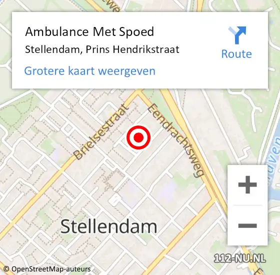 Locatie op kaart van de 112 melding: Ambulance Met Spoed Naar Stellendam, Prins Hendrikstraat op 19 januari 2020 03:52