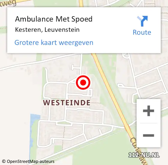 Locatie op kaart van de 112 melding: Ambulance Met Spoed Naar Kesteren, Leuvenstein op 19 januari 2020 04:07