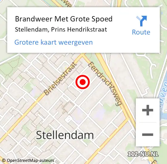 Locatie op kaart van de 112 melding: Brandweer Met Grote Spoed Naar Stellendam, Prins Hendrikstraat op 19 januari 2020 04:11