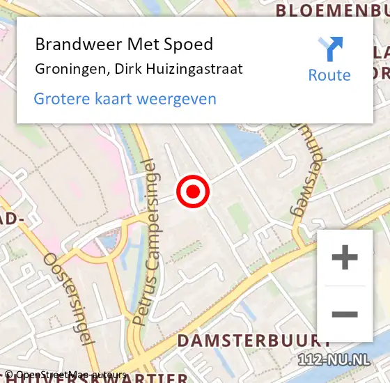 Locatie op kaart van de 112 melding: Brandweer Met Spoed Naar Groningen, Dirk Huizingastraat op 19 januari 2020 05:40