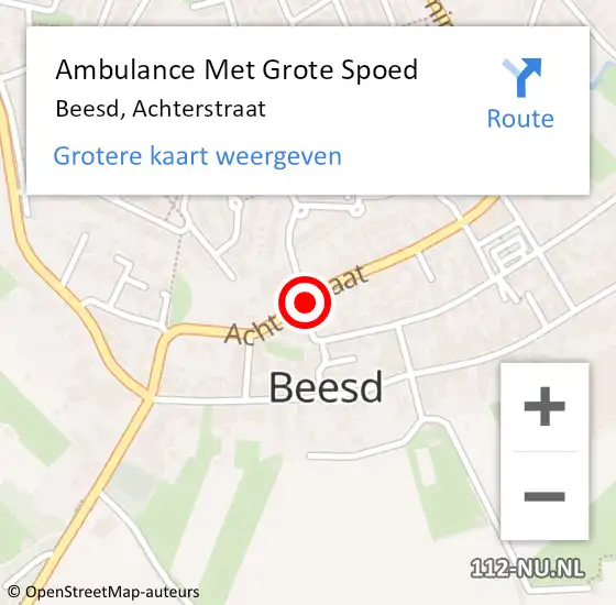 Locatie op kaart van de 112 melding: Ambulance Met Grote Spoed Naar Beesd, Achterstraat op 19 januari 2020 06:36