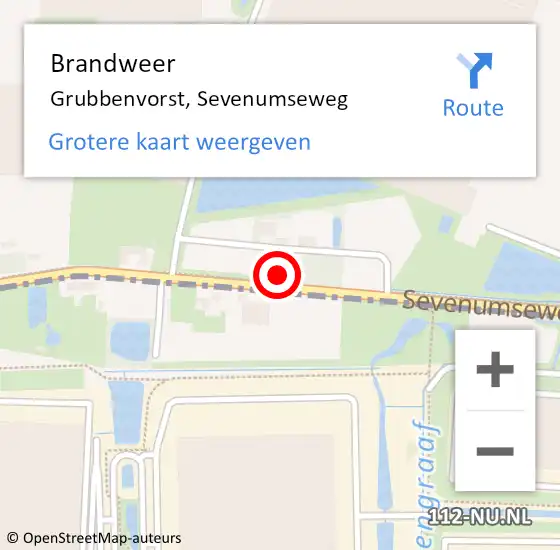 Locatie op kaart van de 112 melding: Brandweer Grubbenvorst, Sevenumseweg op 19 januari 2020 07:18