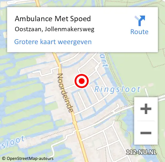 Locatie op kaart van de 112 melding: Ambulance Met Spoed Naar Oostzaan, Jollenmakersweg op 19 januari 2020 08:17