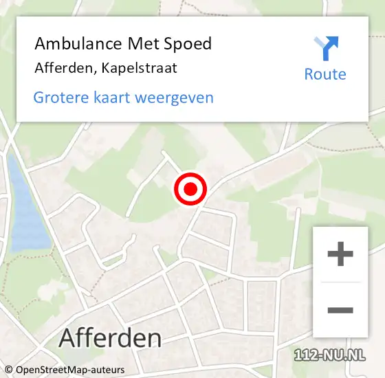 Locatie op kaart van de 112 melding: Ambulance Met Spoed Naar Afferden, Kapelstraat op 19 januari 2020 08:42