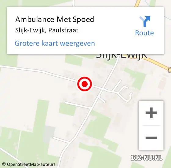 Locatie op kaart van de 112 melding: Ambulance Met Spoed Naar Slijk-Ewijk, Paulstraat op 19 januari 2020 09:33