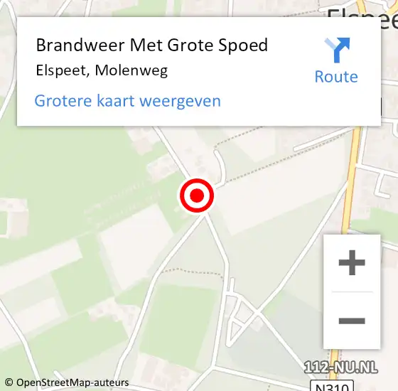 Locatie op kaart van de 112 melding: Brandweer Met Grote Spoed Naar Elspeet, Molenweg op 19 januari 2020 10:14