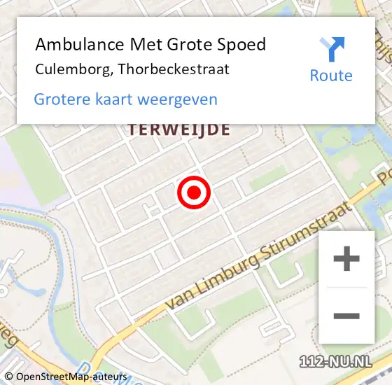 Locatie op kaart van de 112 melding: Ambulance Met Grote Spoed Naar Culemborg, Thorbeckestraat op 19 januari 2020 10:21