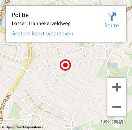 Locatie op kaart van de 112 melding: Politie Losser, Hannekerveldweg op 19 januari 2020 10:22