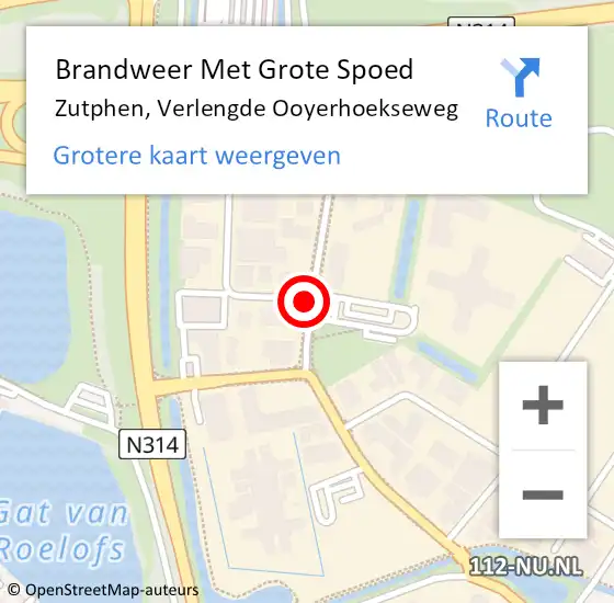 Locatie op kaart van de 112 melding: Brandweer Met Grote Spoed Naar Zutphen, Verlengde Ooyerhoekseweg op 19 januari 2020 10:51