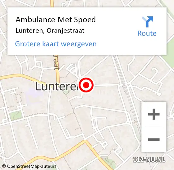 Locatie op kaart van de 112 melding: Ambulance Met Spoed Naar Lunteren, Oranjestraat op 19 januari 2020 10:52