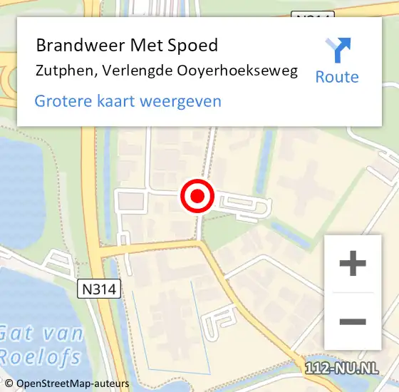 Locatie op kaart van de 112 melding: Brandweer Met Spoed Naar Zutphen, Verlengde Ooyerhoekseweg op 19 januari 2020 12:02