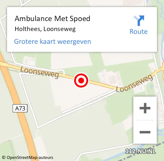 Locatie op kaart van de 112 melding: Ambulance Met Spoed Naar Holthees, Loonseweg op 19 januari 2020 12:19