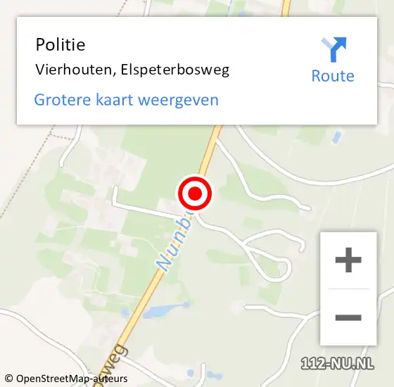 Locatie op kaart van de 112 melding: Politie Vierhouten, Elspeterbosweg op 19 januari 2020 14:11