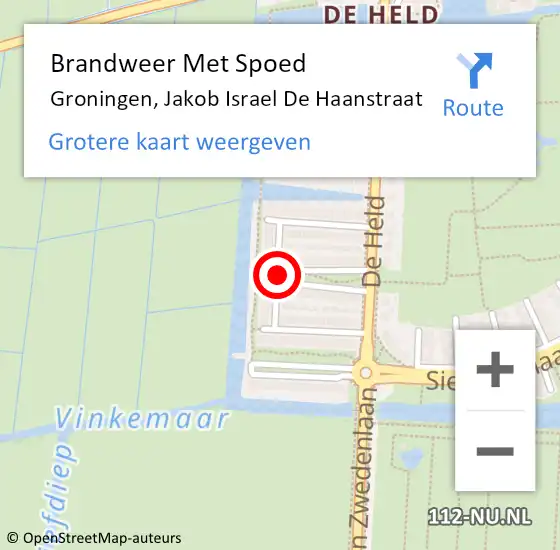 Locatie op kaart van de 112 melding: Brandweer Met Spoed Naar Groningen, Jakob Israel De Haanstraat op 19 januari 2020 14:12