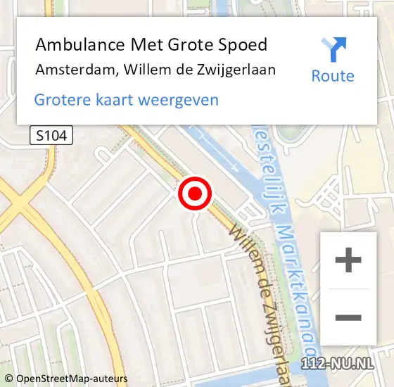 Locatie op kaart van de 112 melding: Ambulance Met Grote Spoed Naar Amsterdam, Willem de Zwijgerlaan op 19 januari 2020 14:14