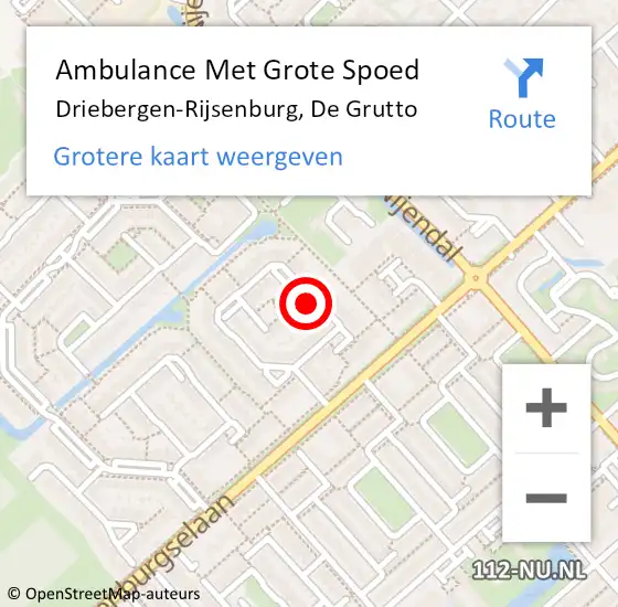 Locatie op kaart van de 112 melding: Ambulance Met Grote Spoed Naar Driebergen-Rijsenburg, De Grutto op 19 januari 2020 15:34