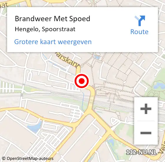 Locatie op kaart van de 112 melding: Brandweer Met Spoed Naar Hengelo, Spoorstraat op 26 april 2014 00:53