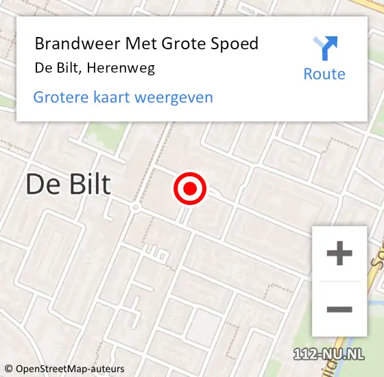 Locatie op kaart van de 112 melding: Brandweer Met Grote Spoed Naar De Bilt, Herenweg op 19 januari 2020 16:03