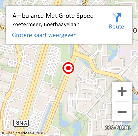 Locatie op kaart van de 112 melding: Ambulance Met Grote Spoed Naar Zoetermeer, Boerhaavelaan op 19 januari 2020 18:52