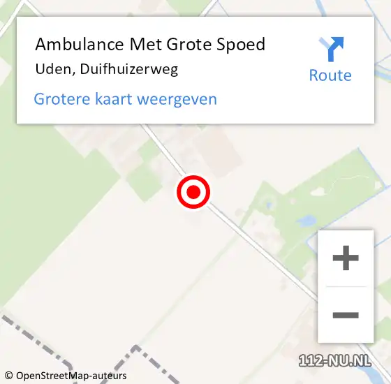 Locatie op kaart van de 112 melding: Ambulance Met Grote Spoed Naar Uden, Duifhuizerweg op 19 januari 2020 20:45