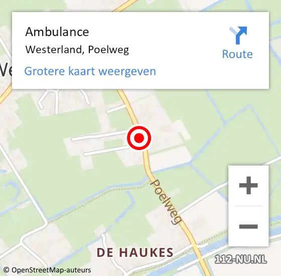 Locatie op kaart van de 112 melding: Ambulance Westerland, Poelweg op 19 januari 2020 20:46