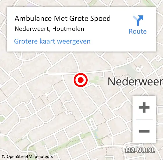 Locatie op kaart van de 112 melding: Ambulance Met Grote Spoed Naar Nederweert, Houtmolen op 19 januari 2020 21:24