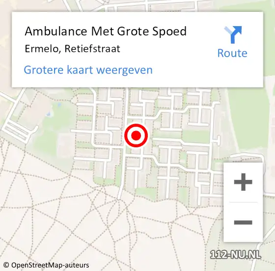 Locatie op kaart van de 112 melding: Ambulance Met Grote Spoed Naar Ermelo, Retiefstraat op 19 januari 2020 21:29