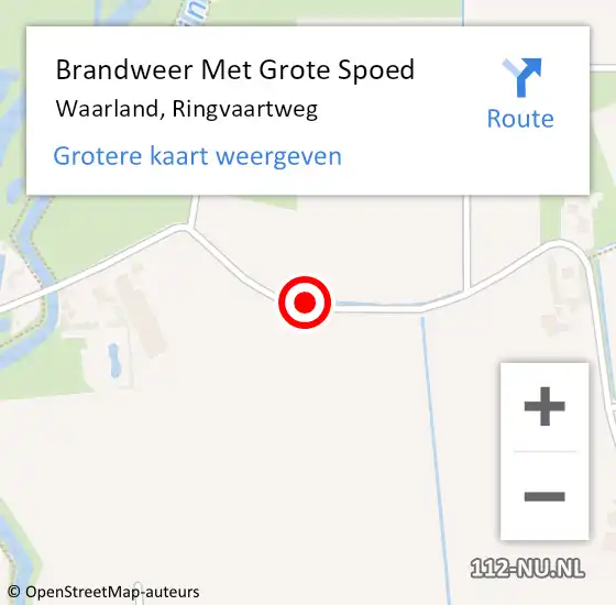 Locatie op kaart van de 112 melding: Brandweer Met Grote Spoed Naar Waarland, Ringvaartweg op 19 januari 2020 21:52