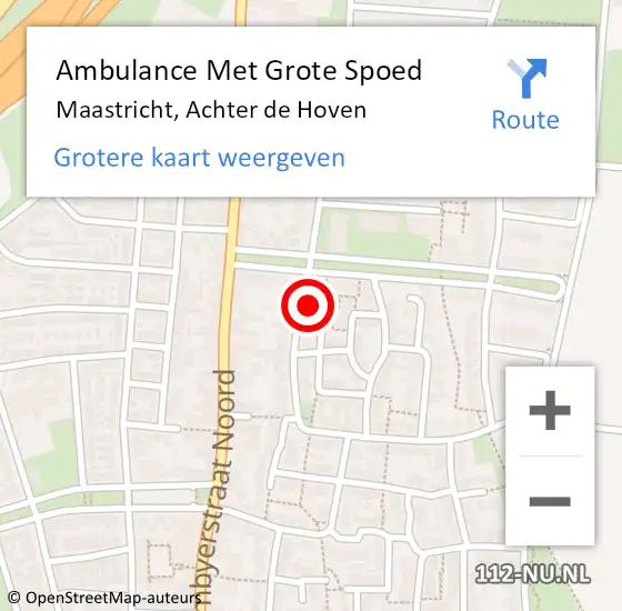 Locatie op kaart van de 112 melding: Ambulance Met Grote Spoed Naar Maastricht, Achter de Hoven op 26 april 2014 01:33