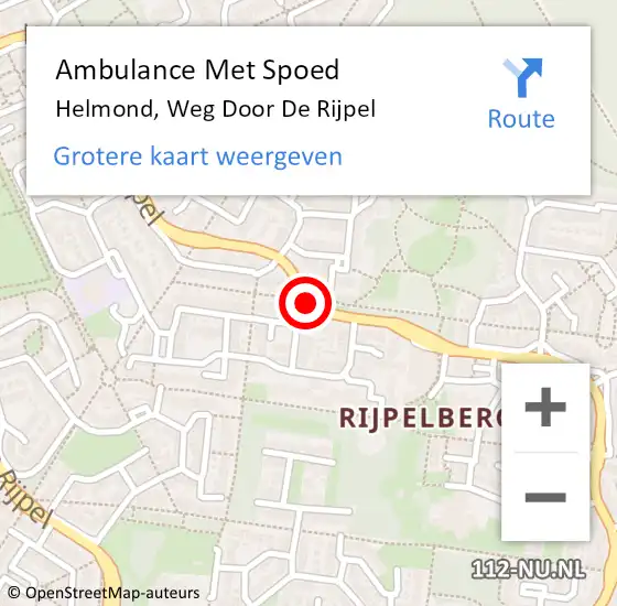 Locatie op kaart van de 112 melding: Ambulance Met Spoed Naar Helmond, Weg door de Rijpel op 19 januari 2020 22:02